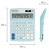 Калькулятор настольный BRAUBERG EXTRA PASTEL-12-LB (206x155 мм), 12 разрядов, двойное питание, ГОЛУБОЙ, 250486 - фото 2640784