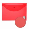 Папка-конверт с кнопкой STAFF, А4, до 100 листов, прозрачная, красная, 0,15 мм, 270469 - фото 2643617
