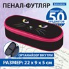 Пенал-футляр BRAUBERG, 1 отделение, органайзер, полиэстер, 22x9x5 см, "Cat eye", 271585 - фото 2647931