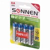 Батарейки КОМПЛЕКТ 4 шт., SONNEN Super Alkaline, АА (LR6,15А), алкалиновые, пальчиковые, блистер, 451094 - фото 2668595