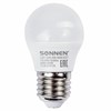Лампа светодиодная SONNEN, 5 (40) Вт, цоколь E27, шар, нейтральный белый свет, 30000 ч, LED G45-5W-4000-E27, 453700 - фото 2670140