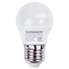 Лампа светодиодная SONNEN, 7 (60) Вт, цоколь E27, шар, теплый белый свет, 30000 ч, LED G45-7W-2700-E27, 453703 - фото 2670433
