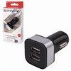 Зарядное устройство автомобильное SONNEN, 2 порта USB, выходной ток 2,1 А, черное-белое, 454796 - фото 2670596