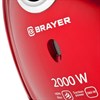 Пылесос BRAYER BR4221, с пылесборником, 2000 Вт, мощность всасывания 380 Вт, черный/красный - фото 2673928