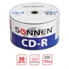 Диски CD-R SONNEN 700 Mb 52x Bulk (термоусадка без шпиля), КОМПЛЕКТ 50 шт., 512571 - фото 2674892