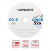 Диски CD-R SONNEN, 700 Mb, 52x, Cake Box (упаковка на шпиле) КОМПЛЕКТ 100 шт., 513533 - фото 2677083