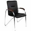Кресло для приемных и переговорных "Samba", деревянные накладки, хромированный каркас, кожзам черный - фото 2677486