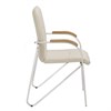 Кресло для приемных и переговорных "Samba", деревянные накладки, хромированный каркас, кожзам бежевый - фото 2677549