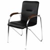 Кресло для приемных и переговорных "Samba", деревянные накладки, хромированный каркас, кожзам черный - фото 2677980