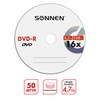 Диски DVD-R SONNEN 4,7 Gb 16x Bulk (термоусадка без шпиля), КОМПЛЕКТ 50 шт., 512574 - фото 2678023