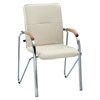 Кресло для приемных и переговорных "Samba", деревянные накладки, хромированный каркас, кожзам бежевый - фото 2678284