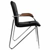 Кресло для приемных и переговорных "Samba", деревянные накладки, хромированный каркас, кожзам черный - фото 2679006