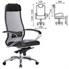 Кресло офисное МЕТТА "SAMURAI" SL-1.04, сверхпрочная ткань-сетка/экокожа, черное - фото 2679271