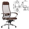 Кресло офисное МЕТТА "SAMURAI" SL-1.04, сверхпрочная ткань-сетка/экокожа, темно-коричневое - фото 2679437