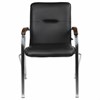 Кресло для приемных и переговорных "Samba", деревянные накладки, хромированный каркас, кожзам черный - фото 2679502