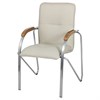 Кресло для приемных и переговорных "Samba", деревянные накладки, хромированный каркас, кожзам бежевый - фото 2680030