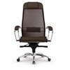 Кресло офисное МЕТТА "SAMURAI" SL-1.04, сверхпрочная ткань-сетка/экокожа, темно-коричневое - фото 2680529