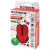 Мышь беспроводная с бесшумным кликом SONNEN V18, USB, 800/1200/1600 dpi, 4 кнопки, красная, 513516 - фото 2680564