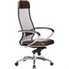 Кресло офисное МЕТТА "SAMURAI" SL-1.04, сверхпрочная ткань-сетка/экокожа, темно-коричневое - фото 2680944