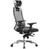Кресло офисное МЕТТА "SAMURAI" SL-3.04, с подголовником, сверхпрочная ткань-сетка/экокожа, черное - фото 2681059
