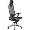 Кресло офисное МЕТТА "SAMURAI" S-3.04, с подголовником, сверхпрочная ткань-сетка, черное - фото 2681077