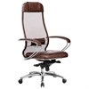 Кресло офисное МЕТТА "SAMURAI" SL-1.04, сверхпрочная ткань-сетка/экокожа, темно-коричневое - фото 2681600