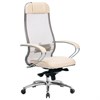 Кресло офисное МЕТТА "SAMURAI" SL-1.04, сверхпрочная ткань-сетка/экокожа, бежевое - фото 2681790