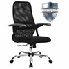 Кресло МЕТТА "SU-C-8-Т" хром, с подлокотниками, ткань-сетка, сиденье мягкое, черное - фото 2683209
