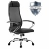 Кресло офисное МЕТТА "К-5.1" хром, ткань-сетка/экокожа, сиденье мягкое, черное - фото 2683233