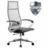 Кресло офисное МЕТТА "К-7" хром, прочная сетка, сиденье и спинка регулируемые, серое - фото 2683245