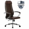 Кресло офисное МЕТТА "К-29" хром, экокожа, сиденье и спинка мягкие, темно-коричневое - фото 2683290