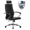 Кресло офисное МЕТТА "К-32" хром, экокожа, подголовник, сиденье и спинка мягкие, черное - фото 2683329