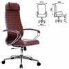 Кресло офисное МЕТТА "К-6" хром, экокожа, сиденье и спинка мягкие, темно-коричневое - фото 2683358