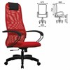Кресло офисное МЕТТА "SU-B-8" пластик, ткань-сетка, сиденье мягкое, красное - фото 2683429