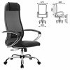 Кресло офисное МЕТТА "К-5.1" хром, ткань-сетка/экокожа, сиденье мягкое, черное - фото 2683449
