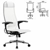 Кресло офисное МЕТТА "К-4-Т" хром, прочная сетка, сиденье и спинка регулируемые, белое - фото 2683481