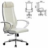 Кресло офисное МЕТТА "К-31" хром, экокожа, сиденье и спинка мягкие, белое - фото 2683508