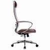 Кресло офисное МЕТТА "К-6" хром, экокожа, сиденье и спинка мягкие, темно-коричневое - фото 2683593