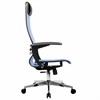Кресло офисное МЕТТА "К-4-Т" хром, прочная сетка, сиденье и спинка регулируемые, голубое - фото 2683696