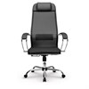 Кресло офисное МЕТТА "К-5.1" хром, ткань-сетка/экокожа, сиденье мягкое, черное - фото 2683823