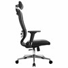 Кресло офисное МЕТТА "К-32-2D" хром, экокожа, подголовник, сиденье и спинка мягкие, черное - фото 2683839