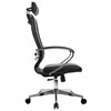 Кресло офисное МЕТТА "К-32" хром, экокожа, подголовник, сиденье и спинка мягкие, черное - фото 2683843