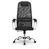 Кресло офисное МЕТТА "SU-B-8" хром, ткань-сетка, сиденье мягкое, черное - фото 2683854