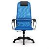 Кресло офисное МЕТТА "SU-B-8" пластик, ткань-сетка, сиденье мягкое, синее - фото 2683857