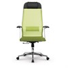 Кресло офисное МЕТТА "К-4-Т" хром, прочная сетка, сиденье и спинка регулируемые, светло-зеленое - фото 2683874