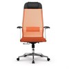 Кресло офисное МЕТТА "К-4-Т" хром, прочная сетка, сиденье и спинка регулируемые, оранжевое - фото 2683893