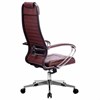 Кресло офисное МЕТТА "К-6" хром, экокожа, сиденье и спинка мягкие, темно-коричневое - фото 2683896