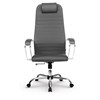 Кресло офисное МЕТТА "SU-B-10" хром, ткань-сетка, сиденье и спинка мягкие, темно-серое - фото 2683973