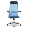 Кресло офисное МЕТТА "К-4-Т" хром, прочная сетка, сиденье и спинка регулируемые, голубое - фото 2684006