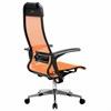 Кресло офисное МЕТТА "К-4-Т" хром, прочная сетка, сиденье и спинка регулируемые, оранжевое - фото 2684042
